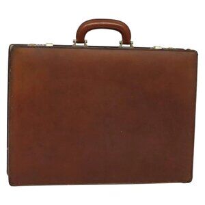 LOEWE Anagram Attache case Hand Bag Leather Black Gold Auth bs28297